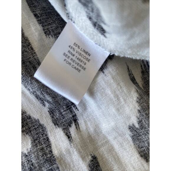 Rachel Roy Women's Black White Casual Short Sleeve Medium Linen Blend Top - Picture 7 of 7